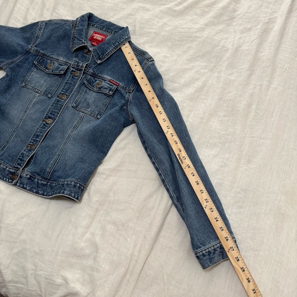 GUESS VTG Denim Button Down Blue Jean Jacket Women's Medium Y2K Classic Grunge - Picture 4 of 8